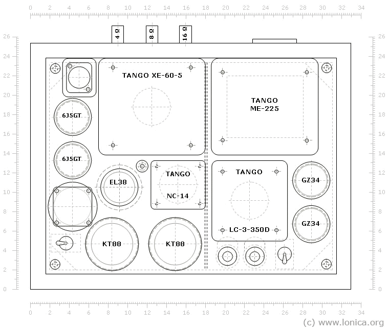 Parts of the Amplifier. Top View